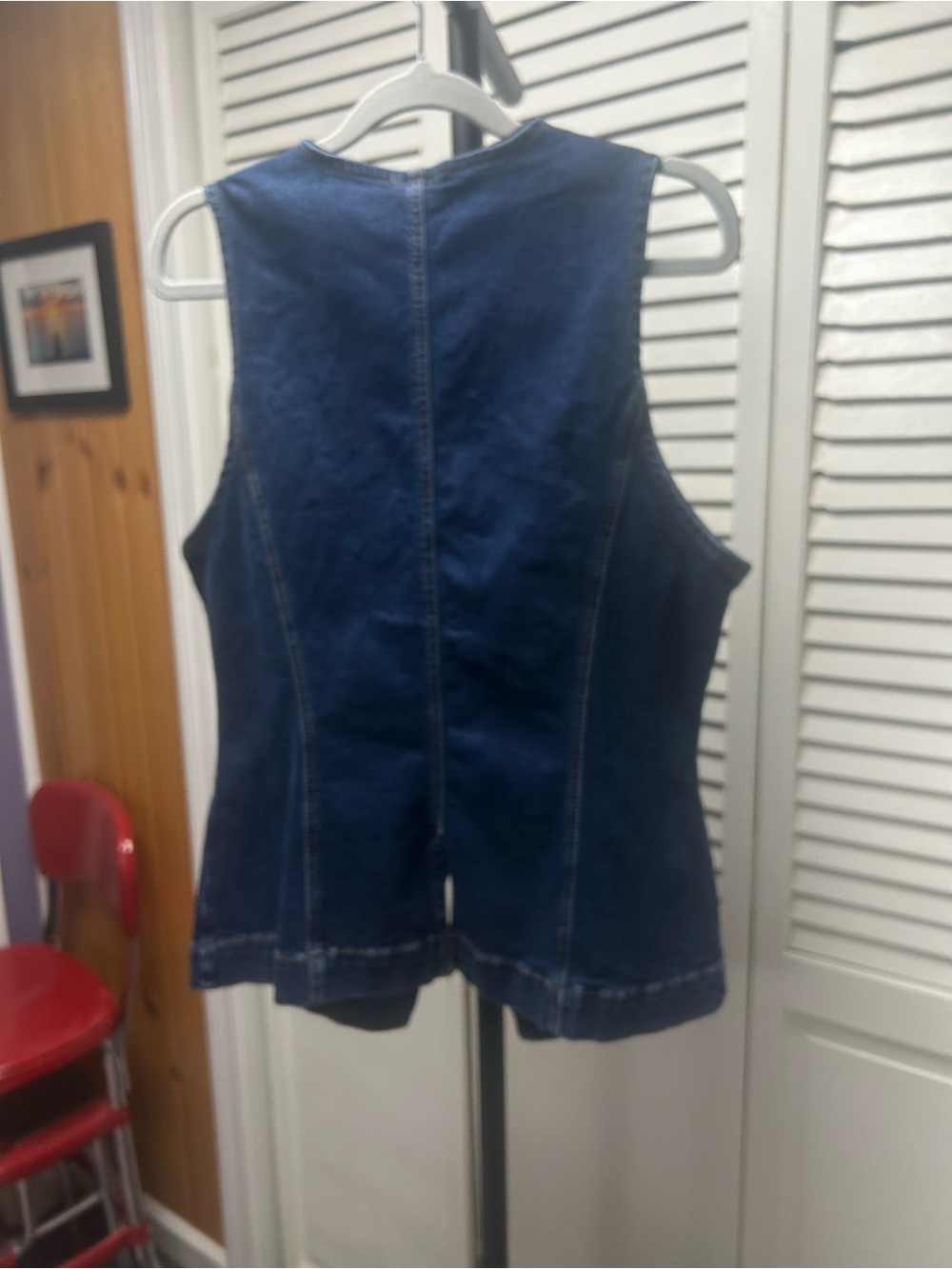 Nwot Maeve Dark Blue Denim Sleeveless Button-Front Top - Picture 4 of 6